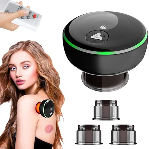 TECKZOON Electric Cupping Device, Infrared Electric Cupping Massager, 16 Speeds, 3 Modes, Cupping Set with 3 Vacuum Suction Glasses and Remote Control, Smart Cupper Guasha Vacuum Cupper, Black (Black)