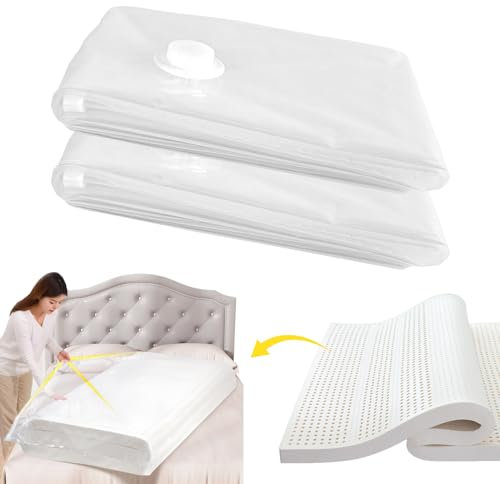 EAEVKPI 2 Pezzi Sacco Sottovuoto per Materasso, 100 * 220CM Sacchetti Sottovuoto per Materassi, Sacchi Sottovuoto Vestiti, Sacchetti Sottovuoto Riutilizzabili per Vestiti, Piumoni, Lenzuola
