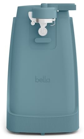 bella Electric Can Opener and Knife Sharpener, Removable Cutting Lever, Cord Storage, Stainless Steel Blade, Surf