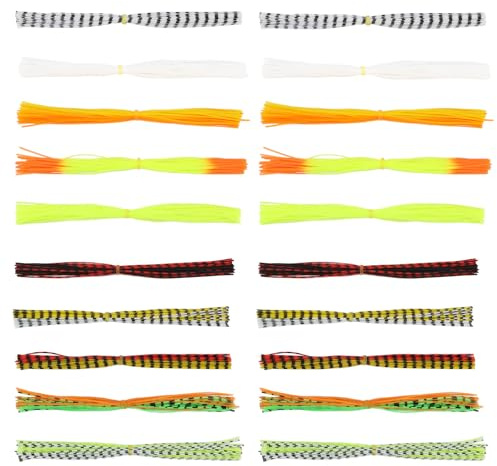 Briny River 20 st paket 40 strängar silikonkjolar silikon jiggkjolar ersättningsdel gör-det-själv fiskedrag tillverkning tillbehör mjuk kjol för Spinnerbait Buzzbait fiske bas jiggdrag