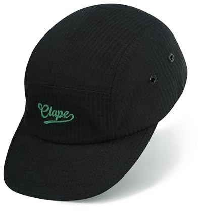 CLAPE 5 Panel Cap Basecap Herren Damen Flat Brim Baseball Cap Baumwolle Einstellbar Sport Kappe Schwarz Black BSAP2515