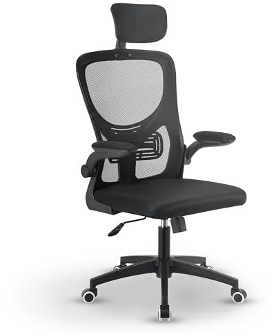 Juskys Bürostuhl Baltimore mit Rollen & Armlehne - Schreibtischstuhl ergonomisch & höhenverstellbar - Stuhl für Arbeitszimmer - Drehstuhl - Schwarz