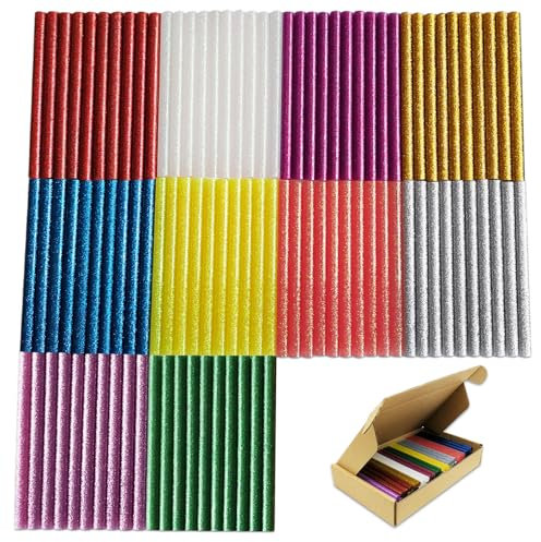Raintwo 100PCS Hot Glue Sticks 100 x 7mm Multicoloured Glue for Hot Glue Gun