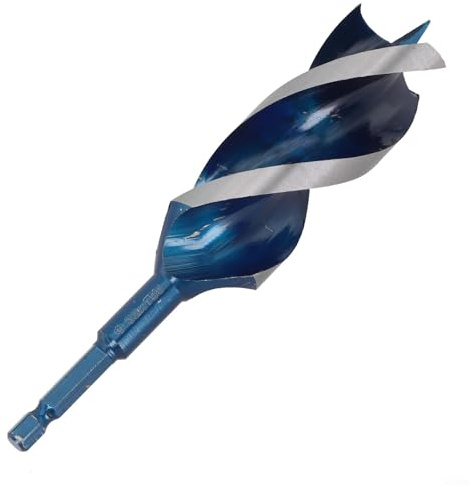 Volakebeing Punta da trapano a trivella per legno da 6-32 mm per la lavorazione del legno, in acciaio al carbonio a tre fessure a quattro lame con gambo esagonale, lunghezza 155 mm per trapani manuali