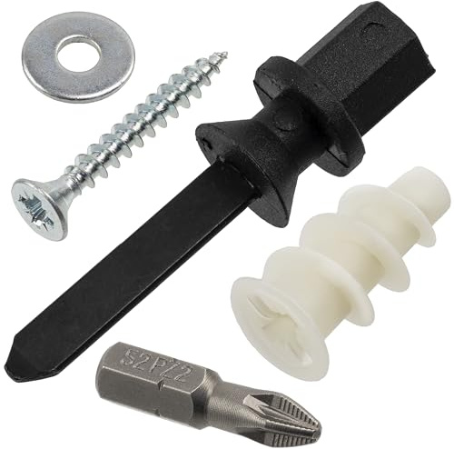 AERZETIX – Fästkit för gipsskivor: 25 dubbar Ø13x25 mm med monteringsverktyg + 25 träskruvar Ø4x30 mm + 25 breda M4-brickor + 1 skruvbit PZ2 (1/4x25 mm)
