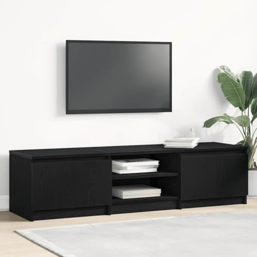 RMIHSJG Mobile TV Rovere Nero 140x40x36 cm in Legno Multistrato con Ampio Spazio Archiviazione e Piano d'Appoggio Stabile per Salotto o Camera da Letto, Materiale Durevole