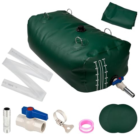 Blueshyhall Vattentank vikbar, stor vattensäck med kran och anslutning av tjockt 3-lagers PVC-tyg, vattenbehållare väder- och UV-resistent, vattenbehållare för camping, husbilar, trädgård