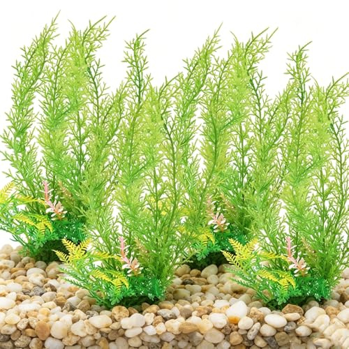 GUXLXAR Decorazione per acquario, 4 grandi piante per acquario, piante artificiali per acquario, 4 pezzi da 32 cm di lunghezza, piante verdi per acquario, piante da acquario in plastica per acquari