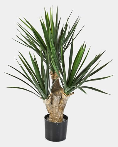 artplants.de Plastic Yucca Shrub with 107 Leaves, DELUXE, 28/70cm - Artificial Yucca Shrub - Patio Decoration