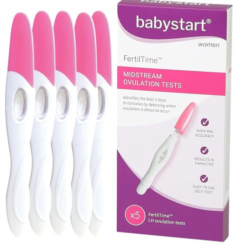 Babystart FertilTime Ovulation Tests, 5X LH Test Strips Sticks, Midstream Hormone Testing - Easy Home Ovulation Tests, Fertility Test Kit for Women Trying for a Baby - Natural Cycles Predictor Kits