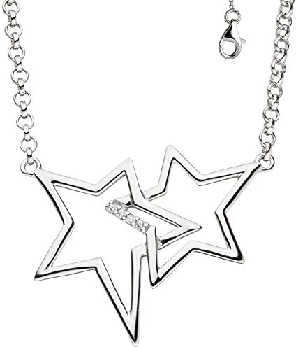 Jobo Damen Collier Halskette Sterne 925 Silber mit Zirkonia 45 cm Kette Silberkette