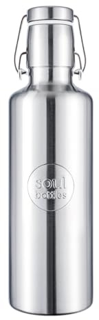soulbottles Edelstahl-Trinkflasche 750 ml plain • minimalistisches Design • 100% plastikfrei • federleicht & bruchfest • Geeignet für Kohlensäure & Spülmaschine • Ideal für Reisen, Sport und Alltag
