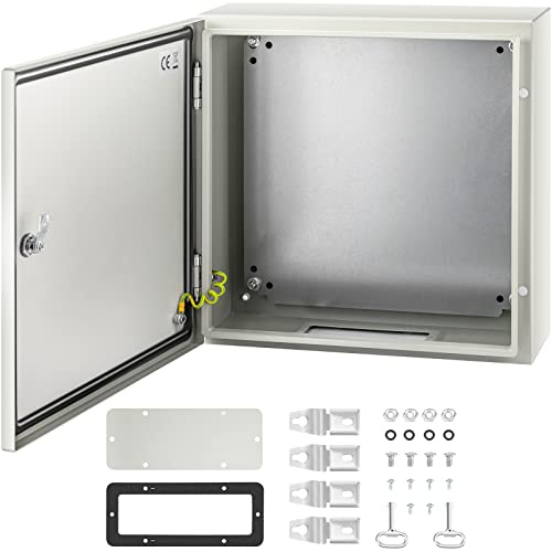 VEVOR Schaltschrank NEMA-Industriegehäuse, 50 x 50 x 15 cm NEMA 4X-Stahl-Verteilerschrank, IP66 wasser- und staubdicht, elektrischer Anschlusskasten für den Außen-/Innenbereich, mit Montageplatte