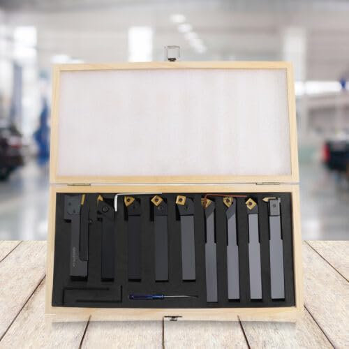 Juego de 9 herramientas para tornos, barras de taladro, herramientas giratorias, 20 x 20 mm, portaherramientas para tornos, barras de taladro, plaquitas reversibles