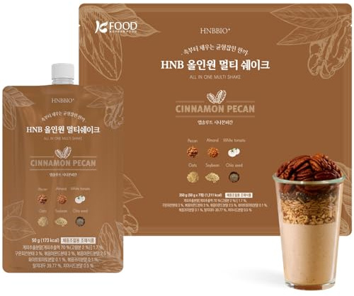 Korean Food All-In-One Multi Shake Cinnamon Pecan(50g*7 Packs) Dietary Fiber, Essential Amino Acids, Vitamins, 7-Day Convenient Individual Packs (12.35 oz)