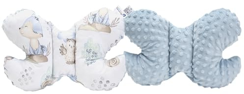 Medi Partners Almohada para bebé Mariposa 100% Algodón Minky Soporte para el Cuello niños Cochecito Viajes Dormir Almohada Rollo de repetición