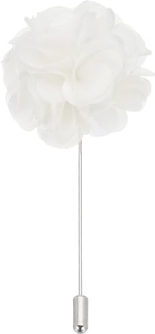 PATIKIL Pin de Boutonniere de Flor, 1 Pcs Broche de Solapa para Hombres Flor de Camelia para Traje Boda Graduación Aniversario Broche Accesorios de Traje de Graduación, Blanco