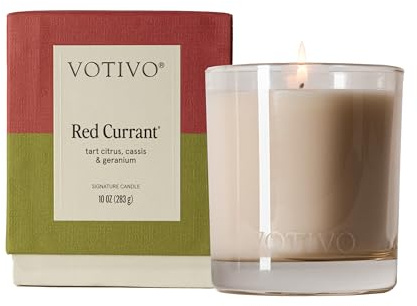 Votivo Red Currant 10 oz Signature Candle | Soy Wax Blend | Luxury Glass Jar & Box | Home Decor Gifts | Long Burning & Highly Scented