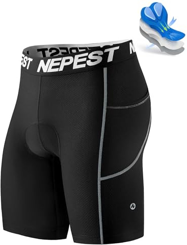 Nepest Cycling Underwear Men Bike Shorts 4D Padding Liner Black/Black, M