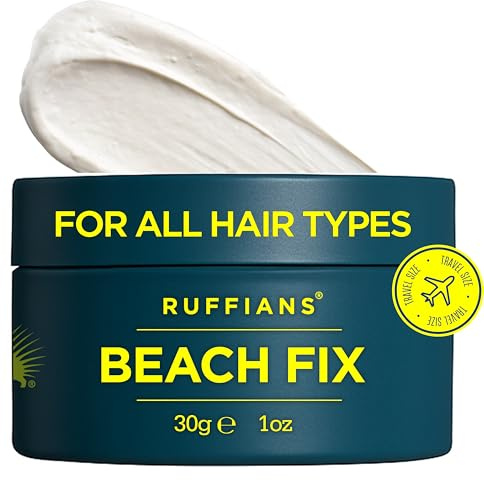 Ruffians Beach Fix Travel Hair Styling Cream (1x 30g), Strong Yet Moveable Hold, Matte Finish with Kelp & Sea Salt, Adds Texture & Density for Fine Hair, Vegan