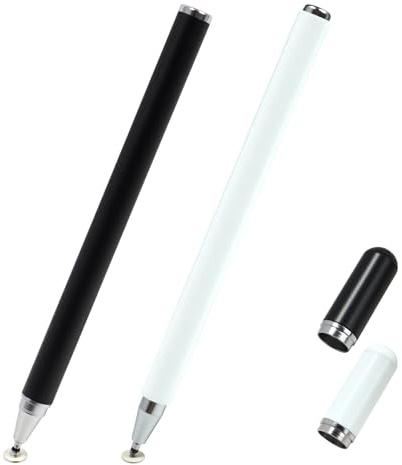 Lot de 2 Stylets pour Tablettes Compatibles avec Tous Les Tablettes, Pointe de Stylo de Précision 2 en 1 et Haute Sensibilité pour Apple Pencil, pour iPhone/iPad/Smartphones/Android/Microsoft