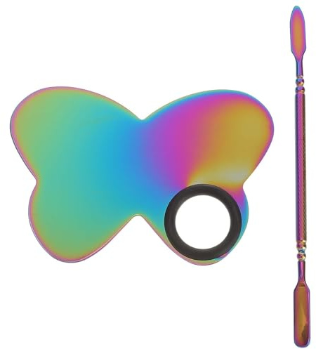 Mipcase Palette de Maquillage Vide, Outil de Manucure en Plastique Lisse, Spatule Cosmétique Incluse, pour Nail Art Professionnel et Mélange de Fond de Teint