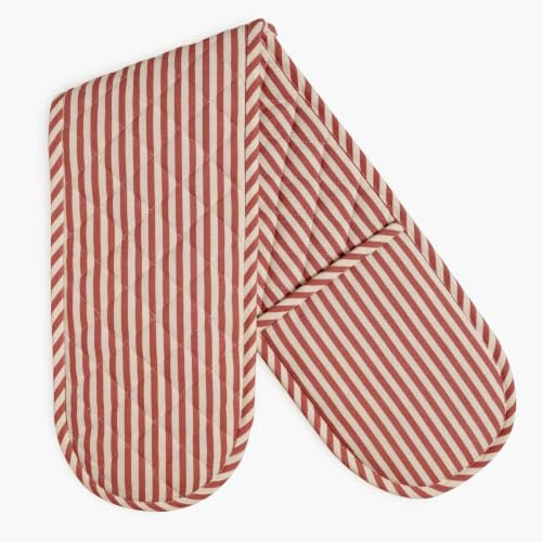 Anna Michelle Oven Gloves Heat Resistant Cotton Double Oven Gloves for Cooking Baking Heat Proof Oven Mitts for the Kitchen (Rose)