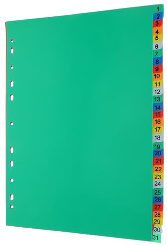 Mipcase Intercalaires à Onglets Multicolores en Plastique 62 Pages Numériques pour Classeurs Feuilles de Séparation Amovibles Compatibles Cahiers et Dossiers Organisation Bureau