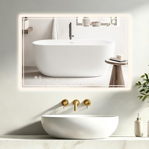 AILRINNI Espejo para Baño - 70 * 50cm Espejo Cuadrado LED