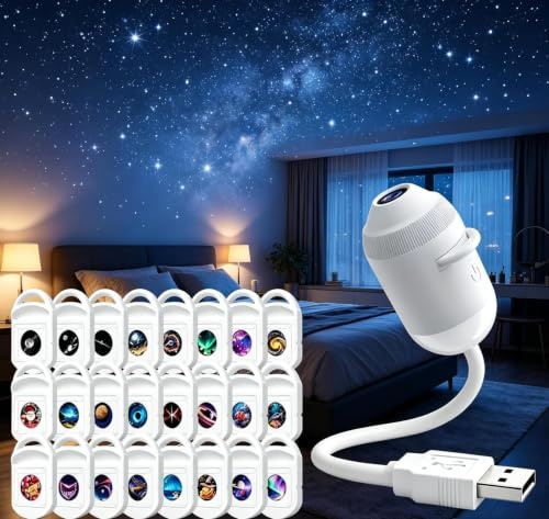 Plug and Play HD Star projektor nattlampa, holografisk nebulosa galaxprojektion, mjuk stjärnstämningsbelysning tillbehör för barnkammare sovrum fest högtidspresenter