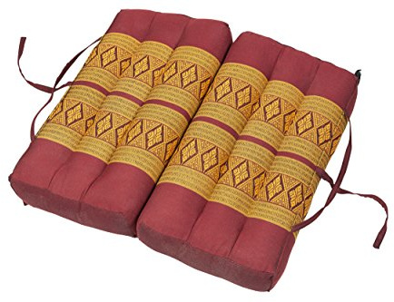 Faltbares Sitzkissen 40x40 als Auflage, Meditationskissen oder Stadionkissen Thaikissen für Unterwegs Entspannung Yoga Meditation Burgunder rot