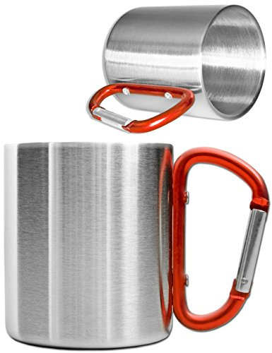 Tasse à usage extérieur Saxx® - tasse de camping | Compacte et légère, 200 ml avec poignée à mousqueton vissée en acier inoxydable | Pour les randonnées, le trekking, le travail.
