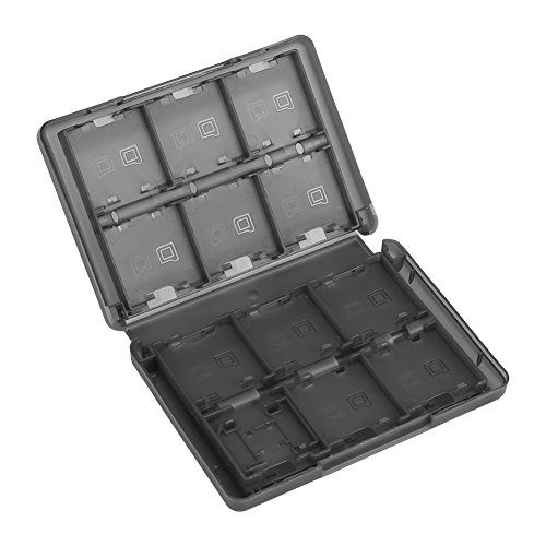 28 in 1 PP Plastic Video Game Memory Card Case Holder Cartridge Storage Box for 3DS DSL DSI LL(Black)