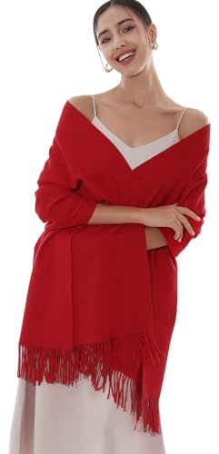 RIIQIICHY Women Scarf Red Pashmina Shawls and Wraps for Wedding Ladies Winter Scarves