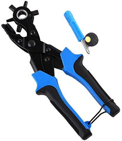 RONGJJ Schleifstab Lochzange Für Leder - Gürtellochzange Mit Hebelübersetzung Zum Lochen Von Gürtel, Stoff, Leder, Pappe - Profi Revolverlochzange Platten, Round Hole
