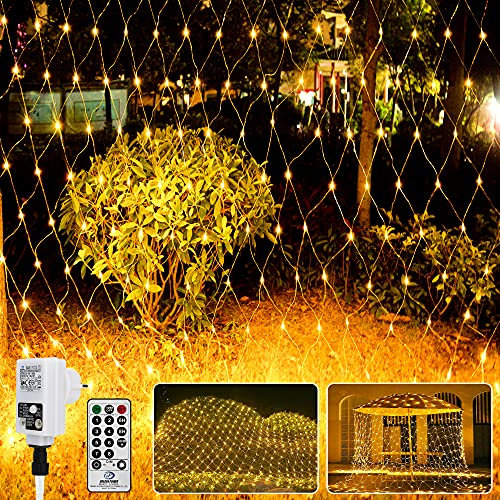 300 LED Lichternetz 4x2m, Warmweiß Lichterkette Netz mit Fernbedienung Timer, 8 Modi Lichterkettennetz Innen und Außen Deko Lichtketten Lichtervorhang mit Stecker für Zimmer Weihnachten Party Hochzeit