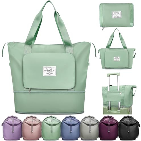 Ranslen Large Capacity Folding Travel Bag,Expansion Travel Duffel Bag with Dry and Wet Separation Portable Travel Duffel Bag