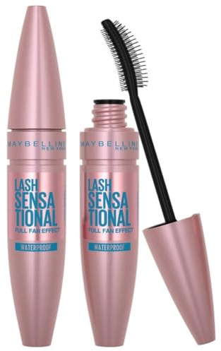 Maybelline Mascara Lash Sensational Volumizing Waterproof Black Duo | Layer-Reveal Brush Captures Tiniest Lashes, Volumizes, Defines For Multiplied Effect, Waterproof