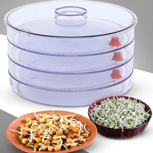 AARNAV Sprout Maker con 4 compartimentos para uso múltiple, contenedor de plástico para comestibles, germinador de germinadores para granos, semillas, frijoles, bandejas de germinación orgánicas (4) -