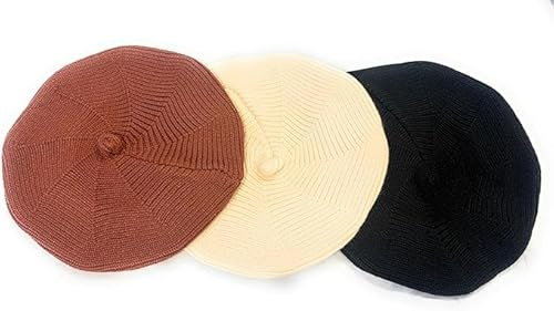 Caprilite flickor barn basker hatt fransk stil klassisk konstnär vinter varm stickad mössa (akryl, svart), Svart