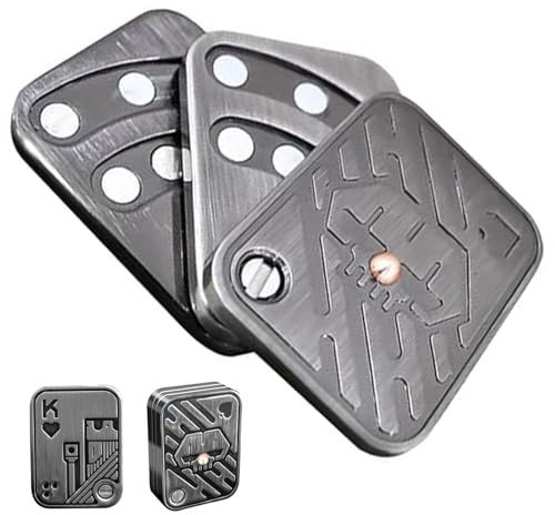 Bufccy 3 Layer Fidget Slider, Relieve Stress Hand Spinners Toy (Silver K) | Magnetic Metal Haptic Poker Push Card, Fidget Clicker for ADHD, Fidget Toys Adults for Teens, Boyfriend, Husband and Father