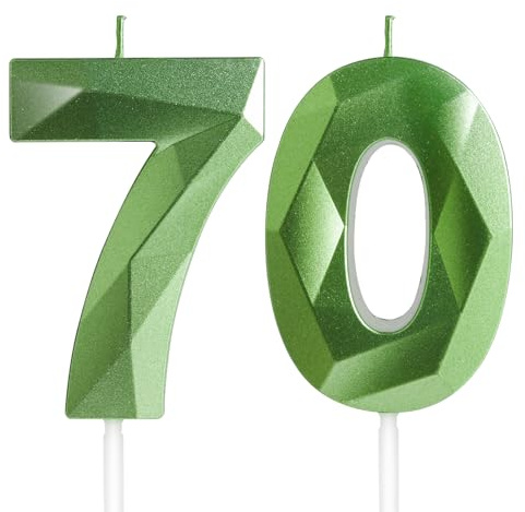 Yiran 70th Birthday Candles, Green Number 70 Candle for Cake, Happy Birthday Candles, Green Cake Topper Decorations for Birthday Party Baby Shower Wedding Anniversary