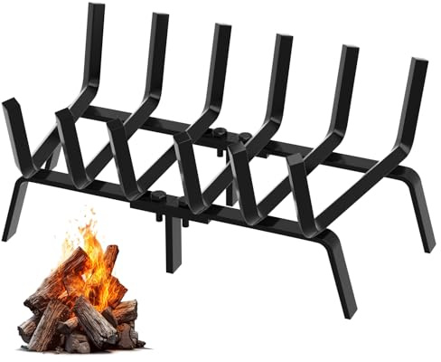 FEED GARDEN 24 Inch Fireplace Grate, 1/2 Solid Steel Log Holder