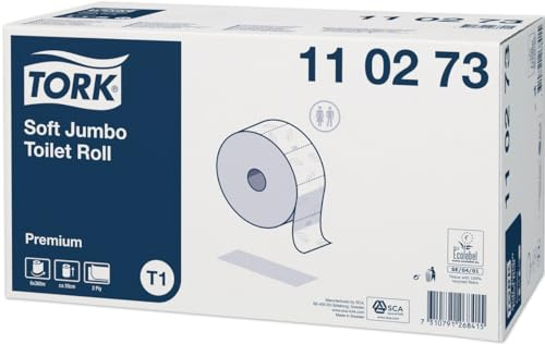 Tork 110273 Soft Jumbo Toilettenpapier, 2-lagig, Weiß, T1 Premium