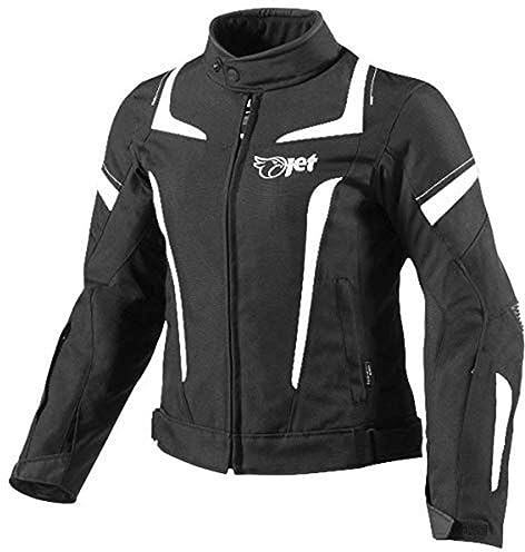 Jet Giacca Moto Donna Con Protezioni 4 Stagioni Cordura Impermiabile Tessile ELEKTRA (M (IT 42-44), Bianco)