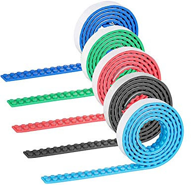 infactory Lego Tape: 5er-Set Selbstklebende Spielbaustein-Tapes für gängige Systeme, je 1 m (Lego Klebeband, Band, Selbstklebendes)