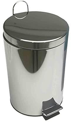 thesecrethome.es Pattumiera a pedale in acciaio inox 12 l, diametro 25 x altezza 40 cm, WC, bagno, cucina o ufficio