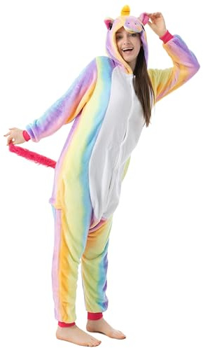Katara 1744 Jumpsuit, Damen Herren Erwachsene, Einhorn Regenbogen, Körpergröße 165-175cm (L)
