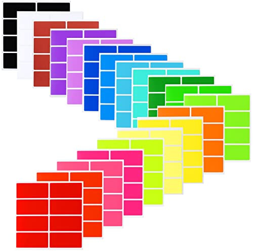 20 Couleurs 160 Autocollants Rectangulaires de Codage Couleur Étiquettes Rectangulaires à Code-Couleur Étiquettes Adhésives de Codage Couleur Unie Gommette Étiquette Colorée (40 x 19 mm)