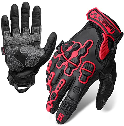 Zune Lotoo Gants Tactique Militaire, Gants Moto Respirants Compatibles avec Écran Tactile pour Homme Femme, Gant Kevlar Airsoft Militaire Anti Coupure pour Paintball Motocross Randonné (Rouge M)